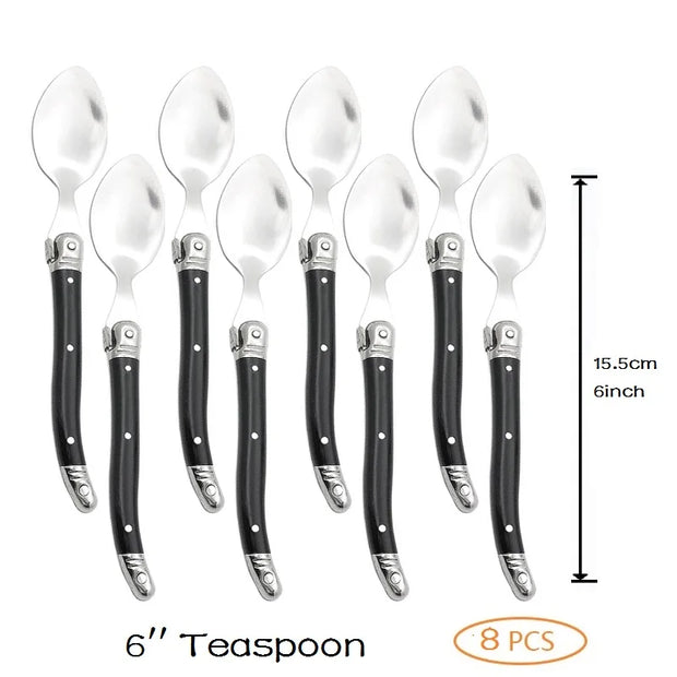 4/6/8/10pcs Laguiole Black Steak Knife Forks Stainless Steel Dinner Knives Table Fork Black Cutlery Restaurant Kitchen Tableware