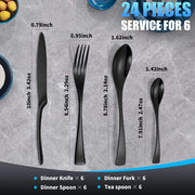 24Pcs 18/10 Stainless Steel Cutlery Set Heavy Duty Flatware Silverware Set Luxury Knives Fork Spoon Tableware Dishwasher Safe