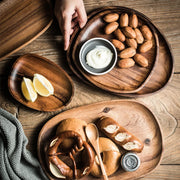 1/5pcs Lovesickness Wood Irregular Oval Solid Wood Pan Plate Fruit Dishes Saucer Tea Tray Dessert Dinner Plate Tableware Set