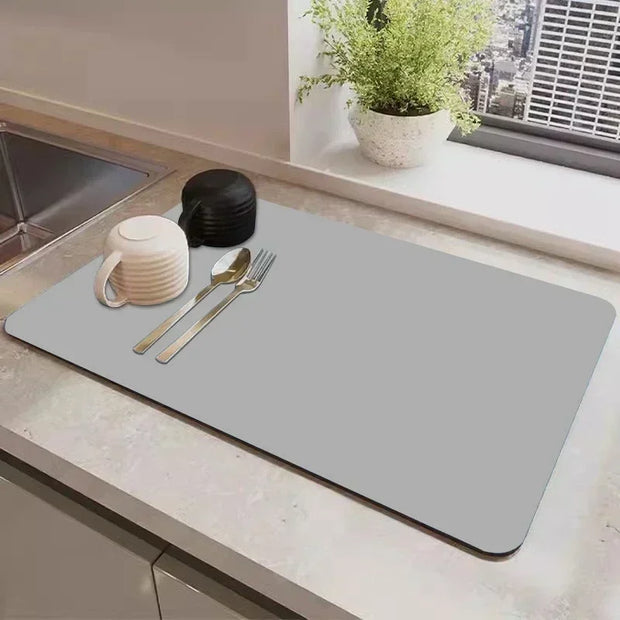 Napa Skin Drain Mat Kitchen Rubber Dish Drying Pad Super Absorbent Drainer Mats Tableware Bottle Rug Kitchen Dinnerware Placemat