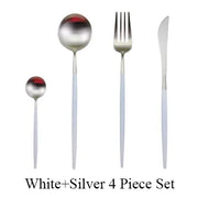 4 Pcs Matte Stainless Steel 18/10 Black Gold Silver Cutlery Tableware Dinner Steak Knife Spoon Fork Flatware Set Dishwasher Safe