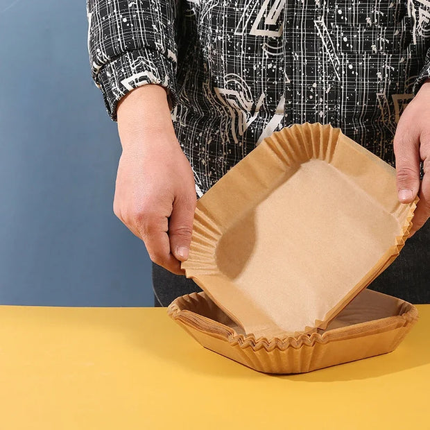 50pcs Air Fryer Disposable Paper Parchment Wood Pulp Steamer Cheesecake Air Fryer Accessories Baking Paper for Air Fryer