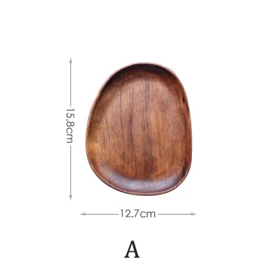 1/5pcs Lovesickness Wood Irregular Oval Solid Wood Pan Plate Fruit Dishes Saucer Tea Tray Dessert Dinner Plate Tableware Set