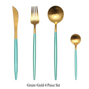 4 Pcs Matte Stainless Steel 18/10 Black Gold Silver Cutlery Tableware Dinner Steak Knife Spoon Fork Flatware Set Dishwasher Safe