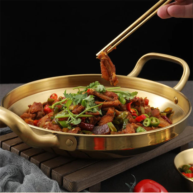 Stainless Steel Seafood Rice Pot Home Cooking Paella Pan Picnic Snack Plates Cookware Saucepan Dry Pots With Handle for Kitchen
