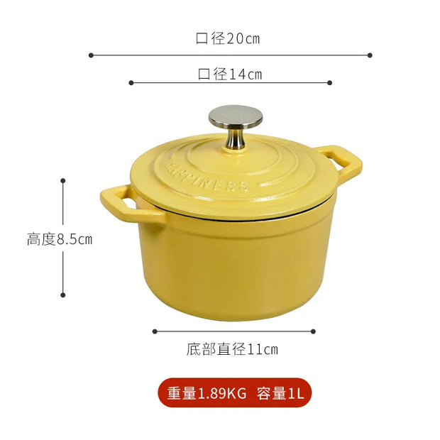 Enameled Mini Cast Iron Dutch Oven 1.5 Quart for Cooking Bake Bread Cast Iron Pot Casserole Dish Heavy Milk Pot Kitchen Stew Pot