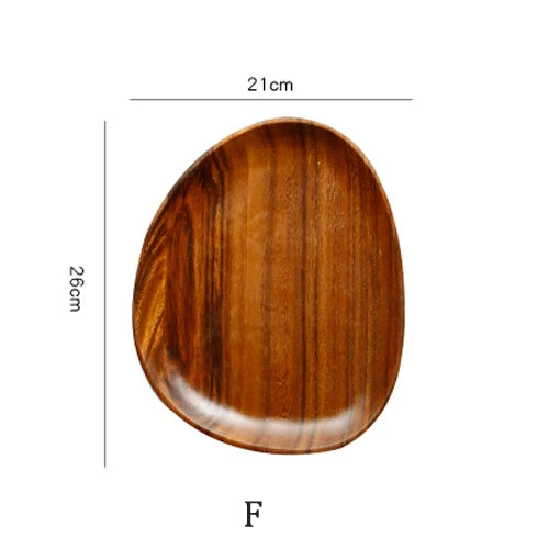 1/5pcs Lovesickness Wood Irregular Oval Solid Wood Pan Plate Fruit Dishes Saucer Tea Tray Dessert Dinner Plate Tableware Set