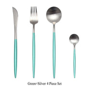 4 Pcs Matte Stainless Steel 18/10 Black Gold Silver Cutlery Tableware Dinner Steak Knife Spoon Fork Flatware Set Dishwasher Safe