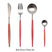 4 Pcs Matte Stainless Steel 18/10 Black Gold Silver Cutlery Tableware Dinner Steak Knife Spoon Fork Flatware Set Dishwasher Safe