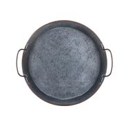 European Retro Metal Plate With Handle Handcrafted Round Wrought Vintage Storage Bread Tray Home Decoration Garden Restaurant