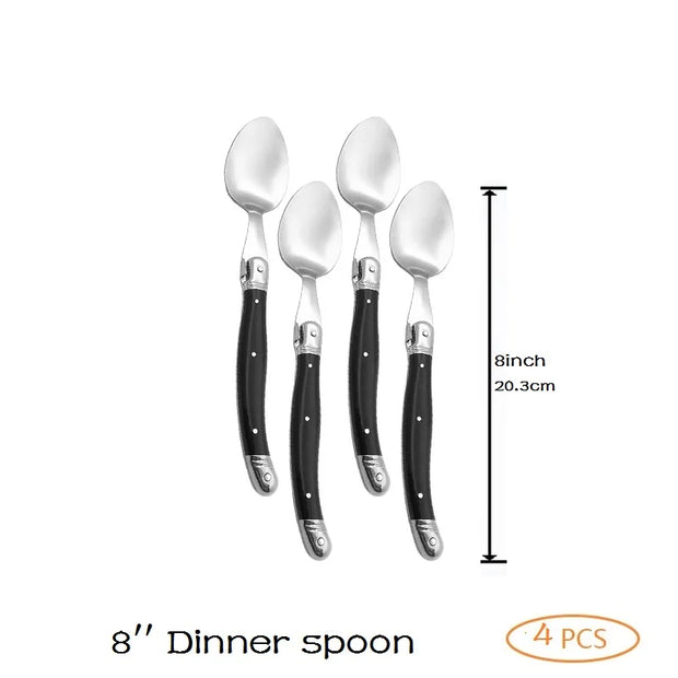 4/6/8/10pcs Laguiole Black Steak Knife Forks Stainless Steel Dinner Knives Table Fork Black Cutlery Restaurant Kitchen Tableware