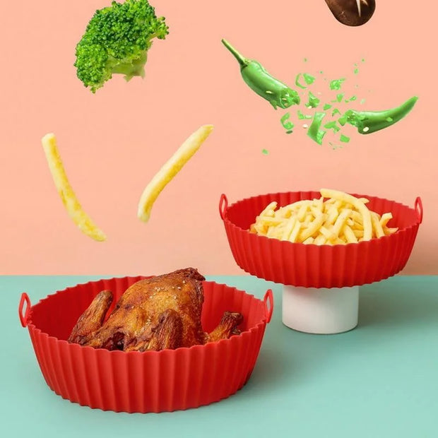 Reusable Non-Stick Air Fryer Silicone Liners & Basket Accessory Set