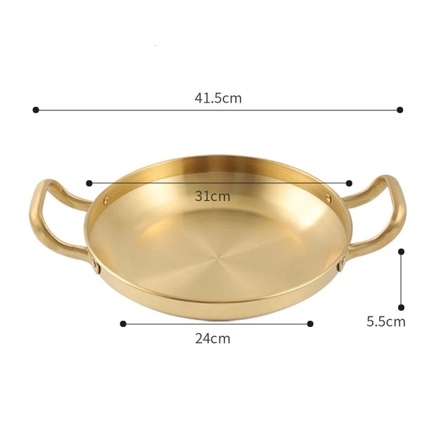 Stainless Steel Seafood Rice Pot Home Cooking Paella Pan Picnic Snack Plates Cookware Saucepan Dry Pots With Handle for Kitchen
