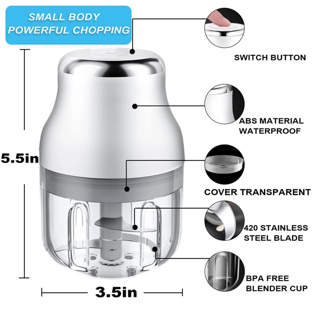 Electric Garlic Chopper Meat Grinder Mini Vegetable Chopper Garlic Crusher Blenders for Kitchen Grinders Food Processor Mixer