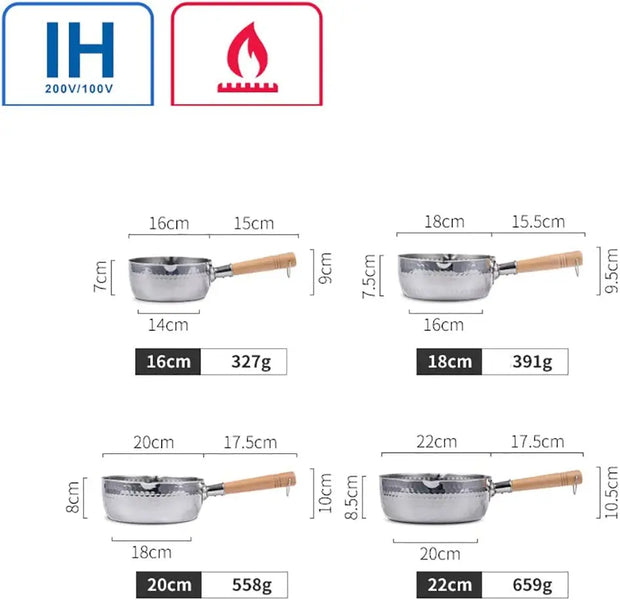 Stainless Steel Saucepan With Lid Solid Wood Handle With Hook Multipurpose Sauce Pan With Pour Spouts, Sauce Pot, Cooking Pot