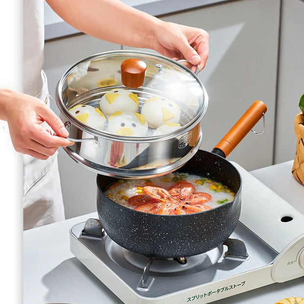 GIANXI Multifunctional Snow Pot Non-Stick Pan Kitchen Utensils Stainless Steel Milk Pot Kitchen Practical Cookware Saucepan