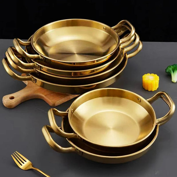 Stainless Steel Seafood Rice Pot Home Cooking Paella Pan Picnic Snack Plates Cookware Saucepan Dry Pots With Handle for Kitchen