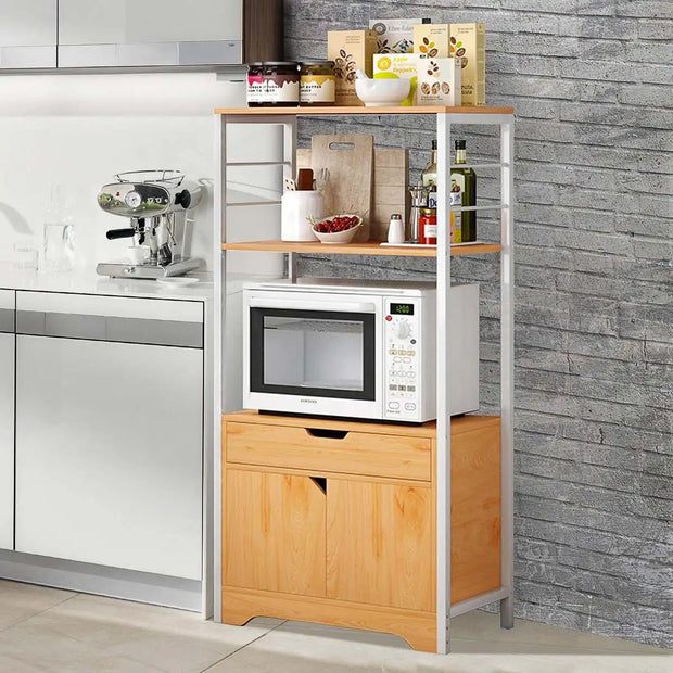 3 Tiers Kitchen Cabinet Console Table Buffet Sideboard Kitchen Furniture for Entryway Table With Shutter Doors Kitchen Cabinets