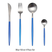 4 Pcs Matte Stainless Steel 18/10 Black Gold Silver Cutlery Tableware Dinner Steak Knife Spoon Fork Flatware Set Dishwasher Safe