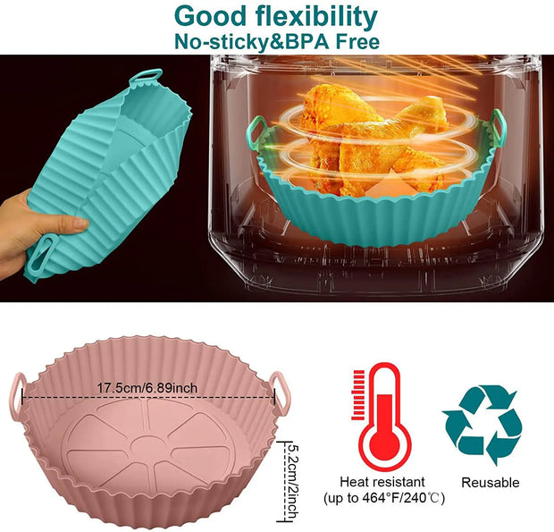 Air Fryer Silicone Basket Thicken Silicone Mold for Air Fryer Pot Oven Baking Tray Fried Chicken Pizza Air Fryer Accessories