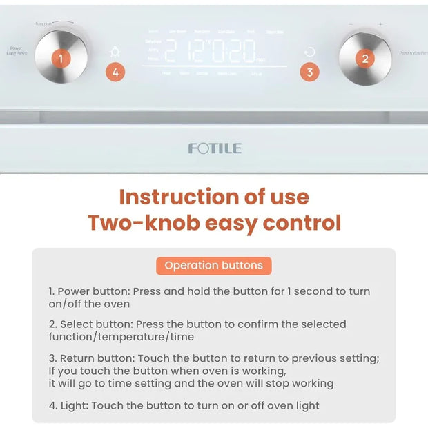 FOTILE ChefCubii 4-In-1 Countertop Convection Steam Oven, Air Fryer, Dehydrator With True Convection Bake, Steam-Bake, Broil