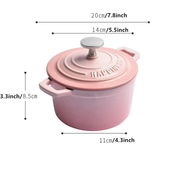 Enameled Mini Cast Iron Dutch Oven 1.5 Quart for Cooking Bake Bread Cast Iron Pot Casserole Dish Heavy Milk Pot Kitchen Stew Pot
