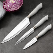EcoCut 10 Piece Kitchen Knife Set With Blade Guards, Grey
