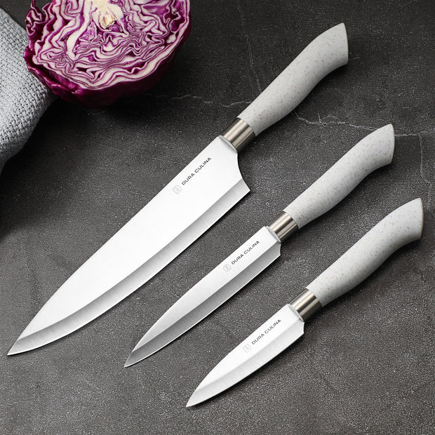 EcoCut 10 Piece Kitchen Knife Set With Blade Guards, Grey