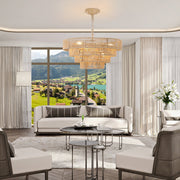 Bohemian Style Woven Pendant Light 19.7 Inch Rattan Ligh Large Rattan Pendant Light With 4-Tier Rattan Chandelier--Wood