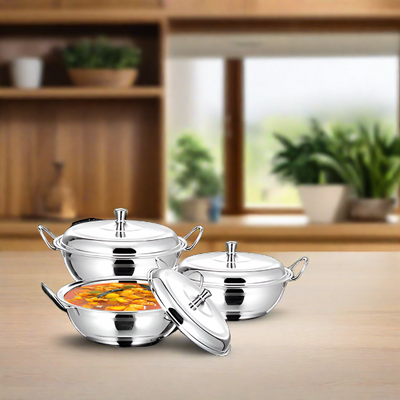 Stainless Steel Apple Dish Set of 3 | Premium Cookware | Sama Homes | Table Dish