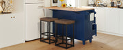 Farmhouse Kitchen Island Set With Drop Leaf and 2 Seatings,Dining Table Set With Storage Cabinet, Drawers and Towel Rack