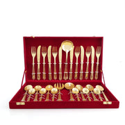 27-Piece Handcrafted Brass Cutlery Set | Premium Traditional Brass Flatware for Elegant Dining | Sustainable & Antique F