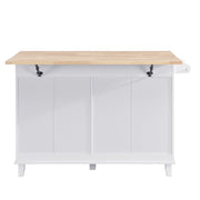 Farmhouse Kitchen Island Set With Drop Leaf and 2 Seatings,Dining Table Set With Storage Cabinet, Drawers and Towel Rack