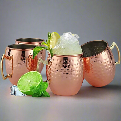 Premium Hammered Moscow Mule Copper Barrel Mug – Perfect Barware Gift | Available in Sets of 6, 8, 12 | Handmade for Coc